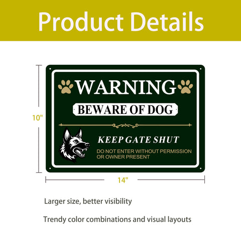 Poicrm heavy-duty aluminum beware of dog sign withstands outdoor use.