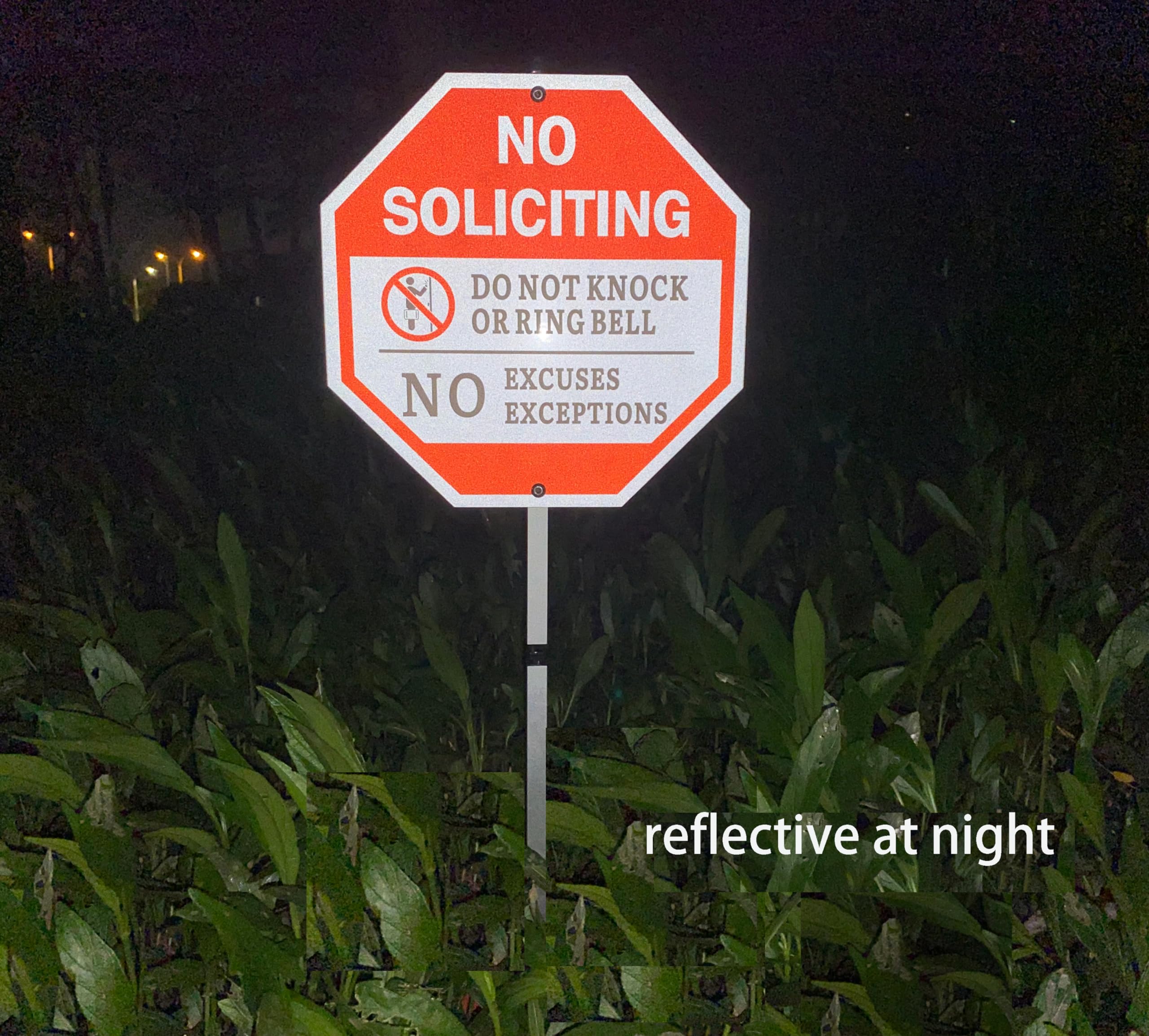 Poicrm No Soliciting Sign Do Not Knock or Ring Bell text for clear guidance