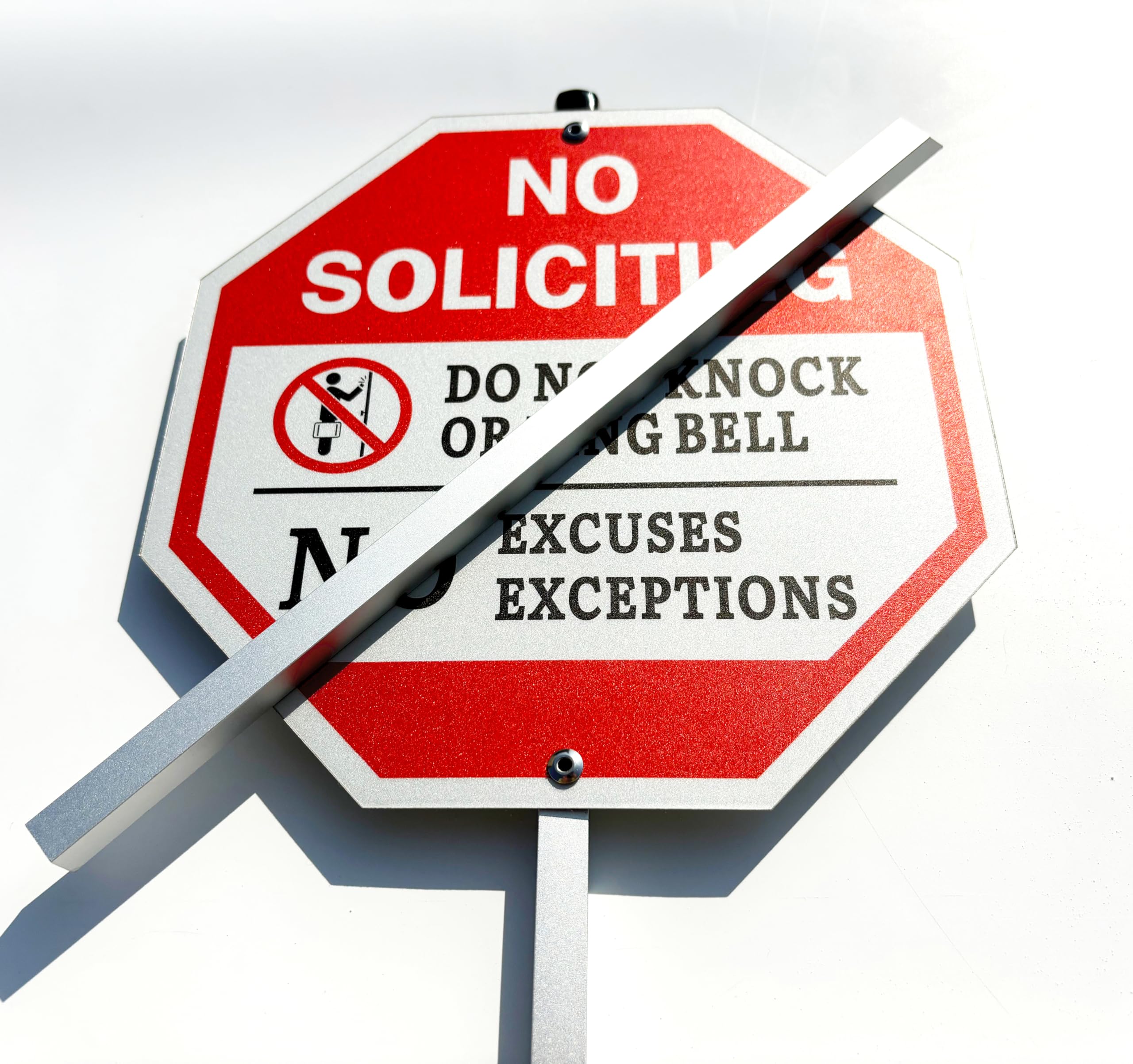 Poicrm No Soliciting Sign weatherproof design resists rain and snow