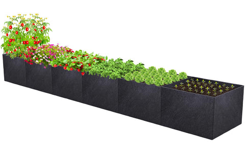 POILKMNI fabric raised garden bed with six compartments for organized planting