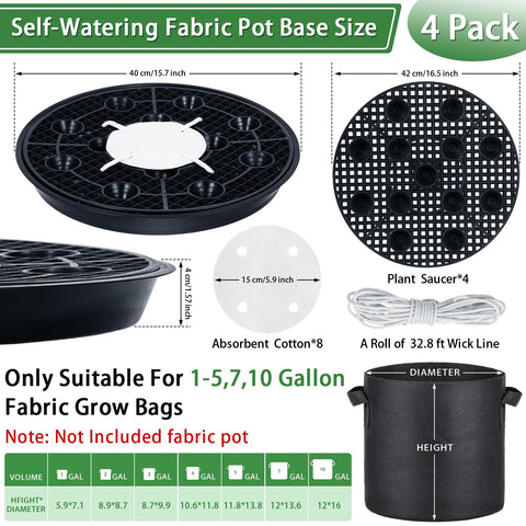 POILKMNI auto-watering tray for grow bags shown from the side promotes consistent watering.