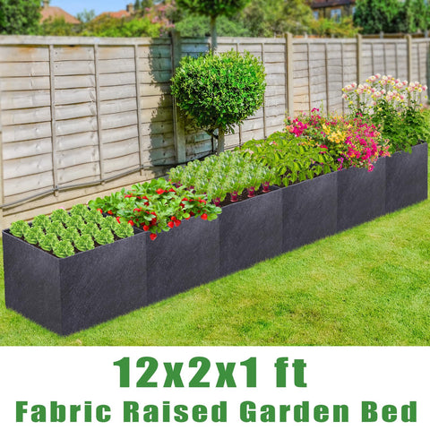 POILKMNI outdoor planter bag showing large soil capacity for vegetables and herbs