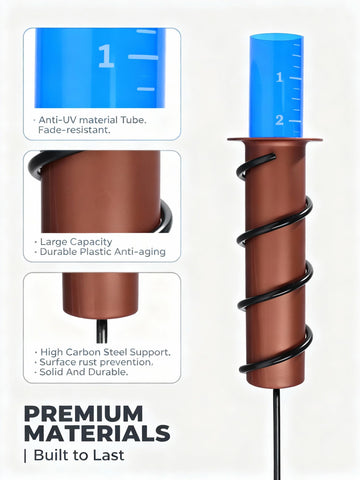 POJUZILE rain gauge reservoir image emphasizes the 10oz calibrated capacity.
