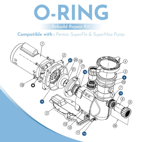 Pokin drain plug O-Rings for leak prevention in pool pumps.