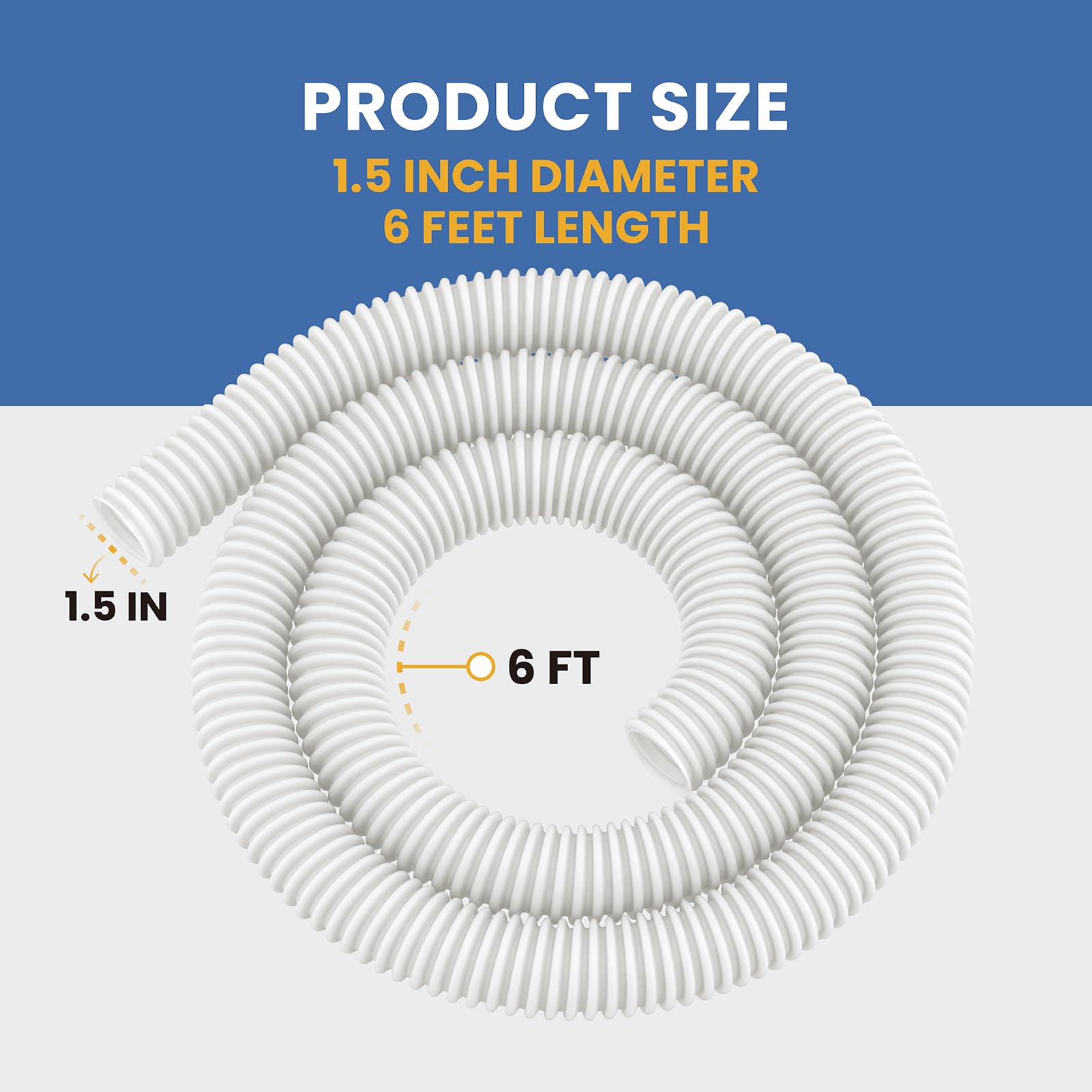 Pokin heavy-duty 6 ft cuffless feed hose for Polaris 360 boosts flexible durability.