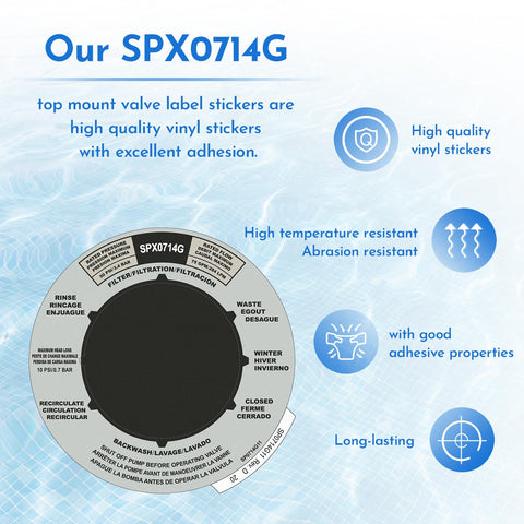 Pokin SPX0714G label plate durability withstands pool environment.