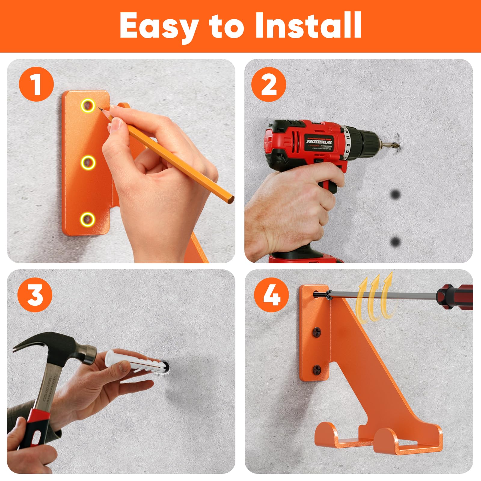 POKIPO chainsaw rack supports shovels, brooms, hoses for organized storage