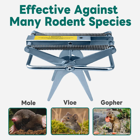 POlAFLEX mole trap packaging and included two traps show value and ease of deployment.