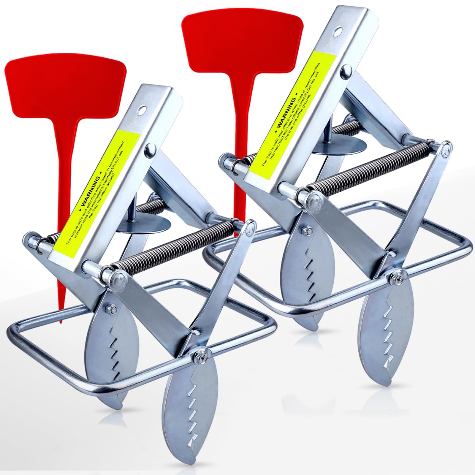 POlAFLEX Mole Trap Scissor 2Pack in unboxed setup ready for use in a yard.