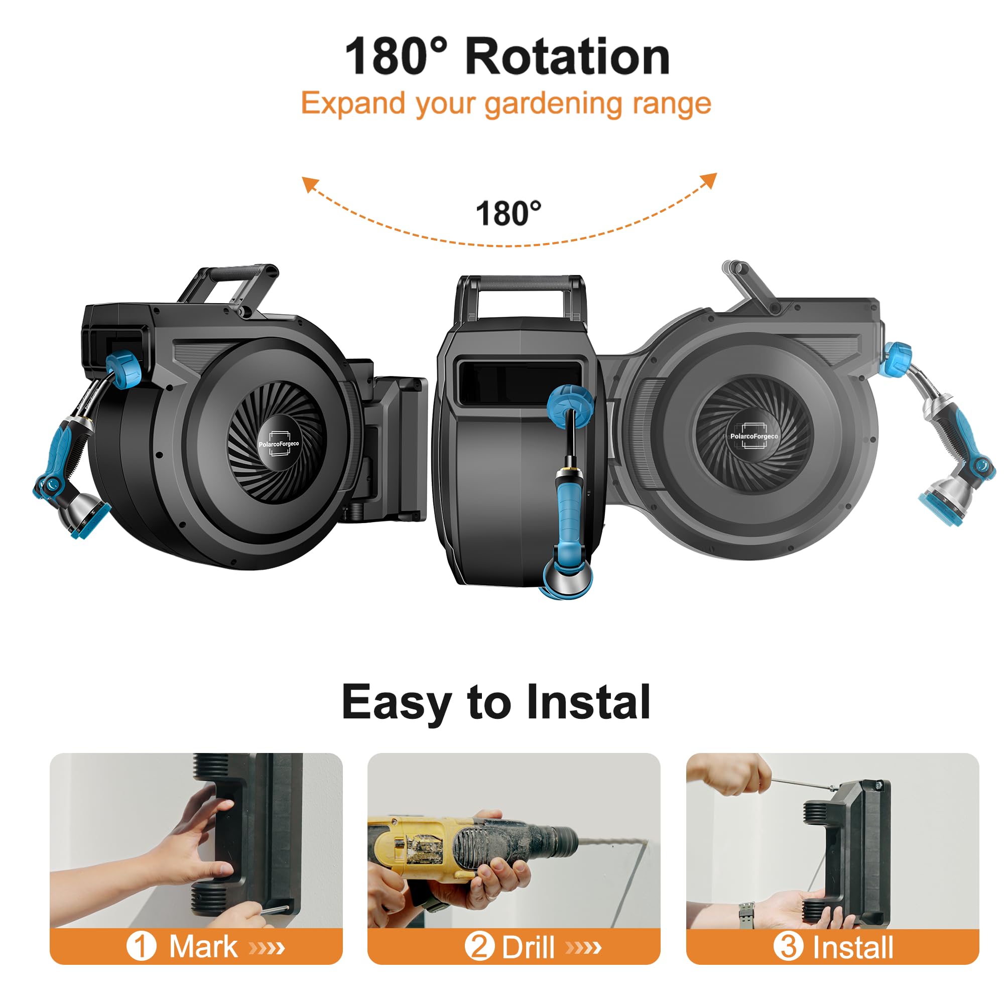 PolarcoForgeco 180-degree swivel enables access to every corner