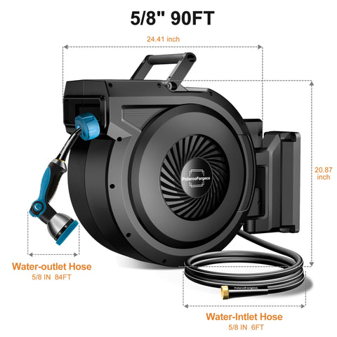 PolarcoForgeco automatic rewind hose reel saves time in the garden