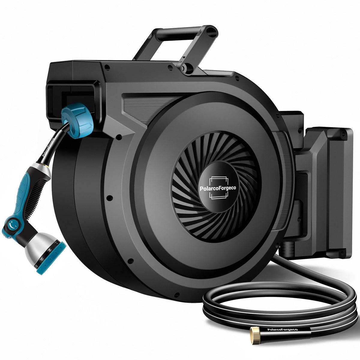 PolarcoForgeco retractable hose reel 90ft wall mount for tidy outdoor spaces