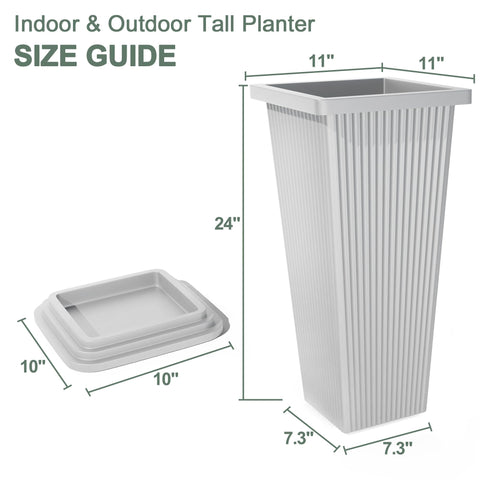 PolarcoForgeco white ribbed planter guiding along a garden pathway for visual impact