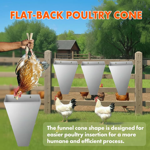 Polarduck killing cone close-up shows rust-proof galvanized steel for outdoor use.