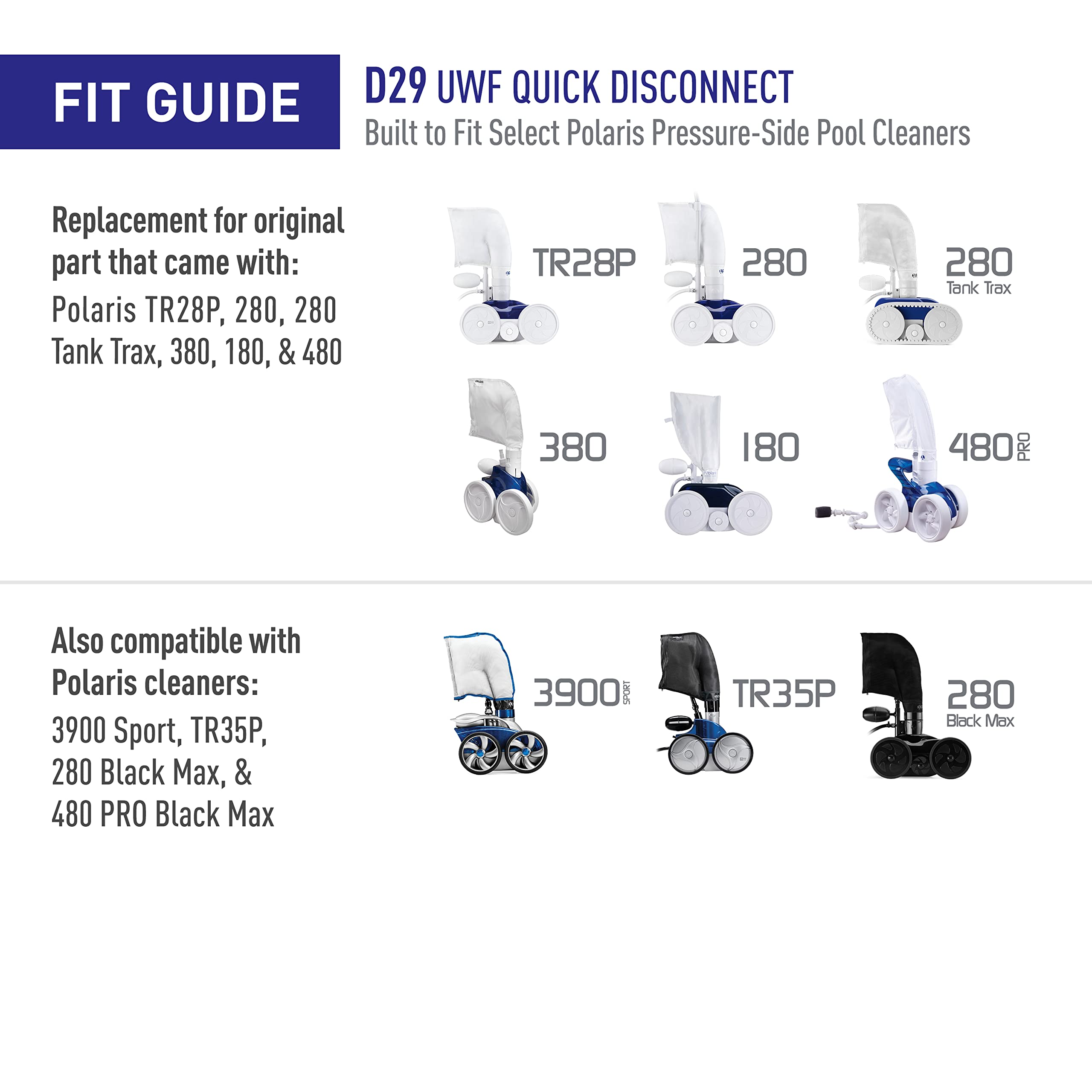 Polaris C55 screw ensures steady wheels on 480 PRO cleaners.