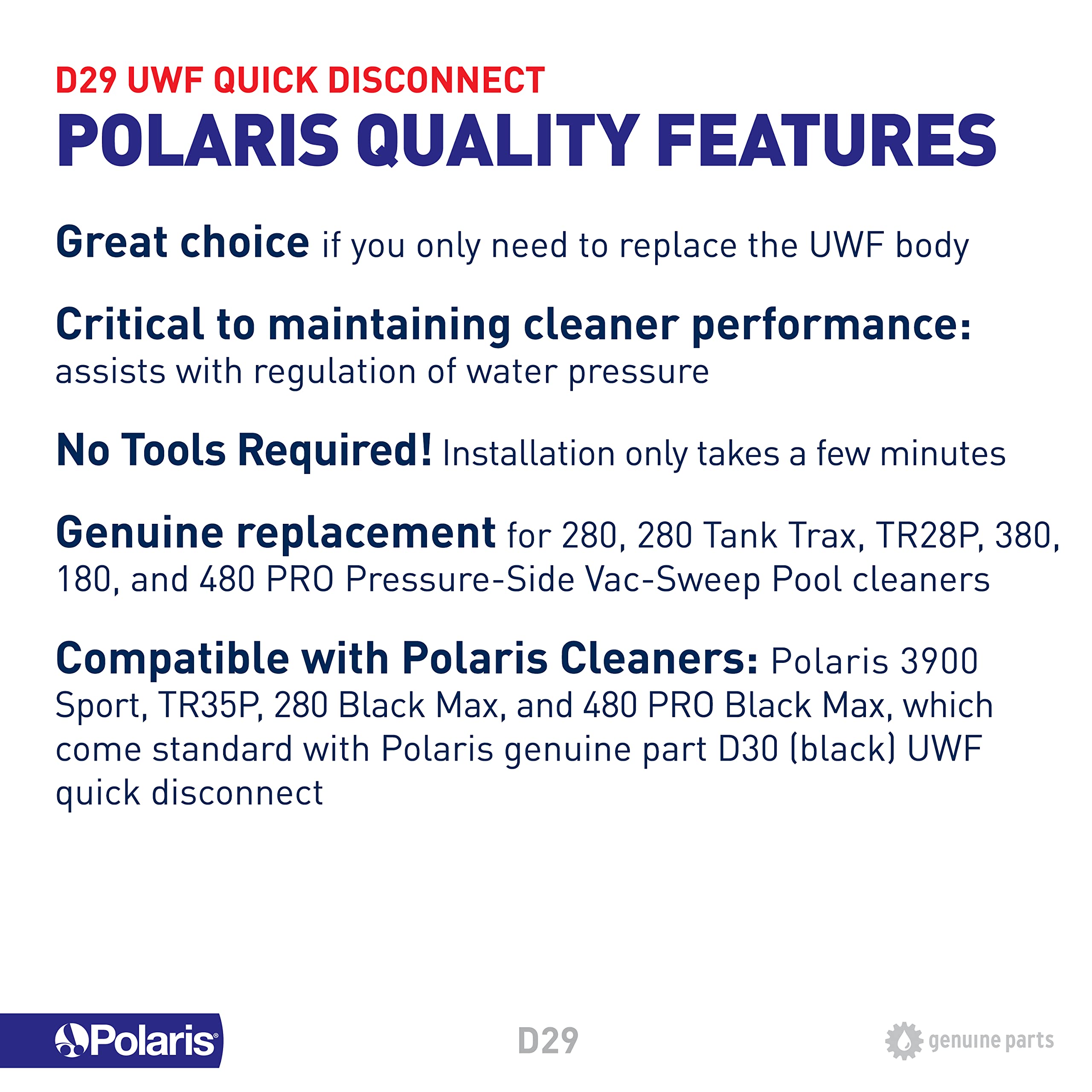 Polaris C55 wheel screw fits TR28P for steady cleaning motion.