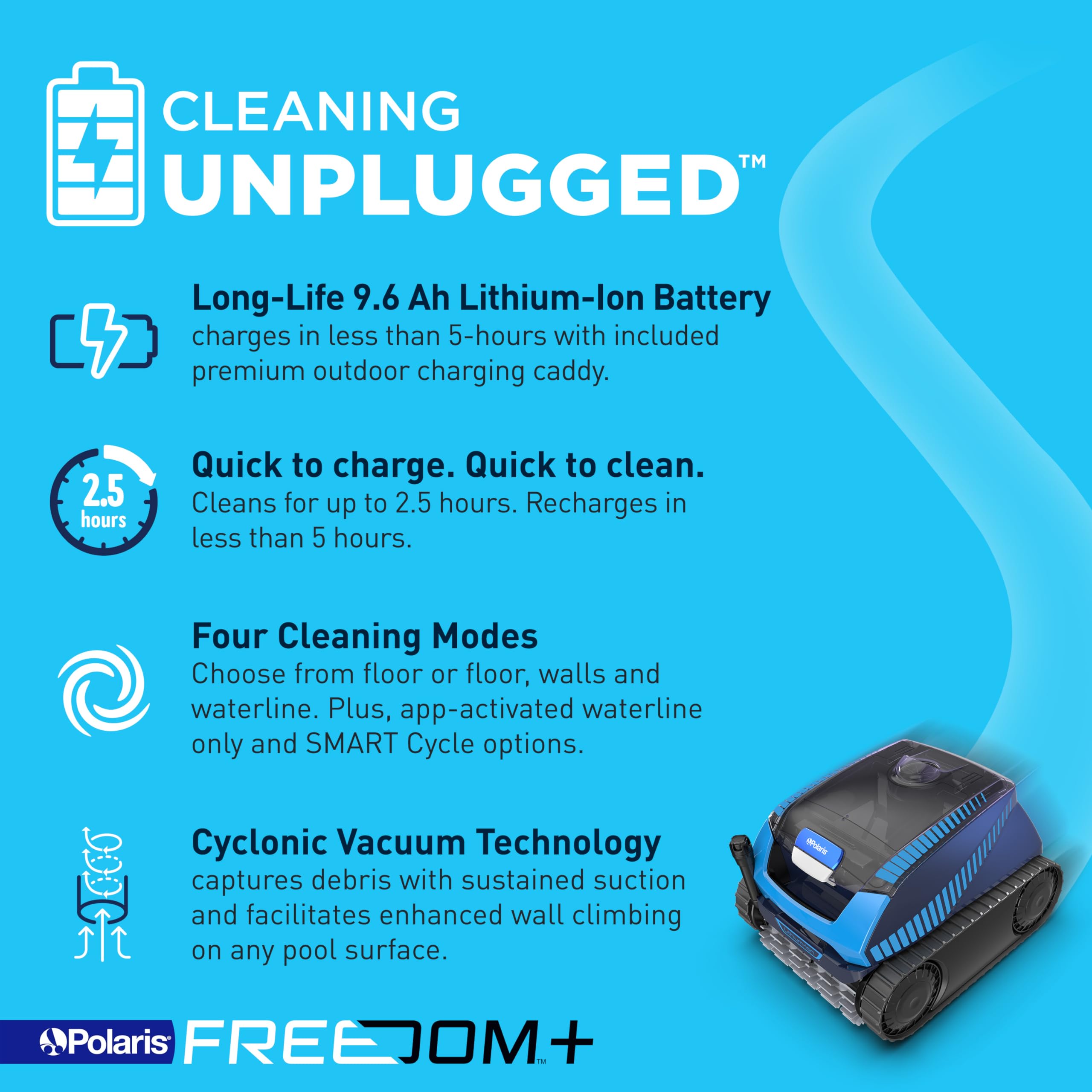 iAquaLink app status for Polaris Freedom Plus cleaning cycle