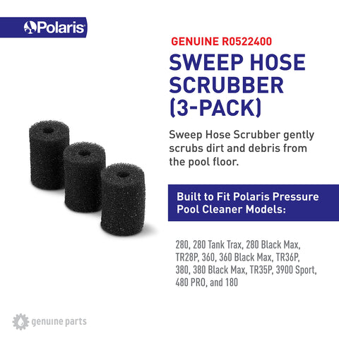 Polaris R0522400 scrubber mounted on pool cleaner demonstrates smooth operation.