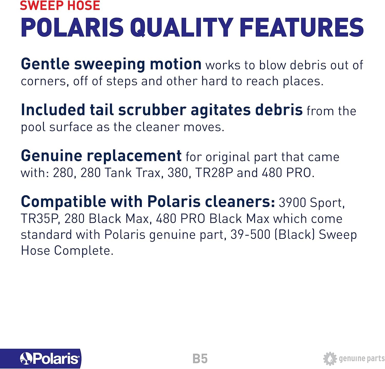 Polaris B5 hose clamp securing the assembly during maintenance