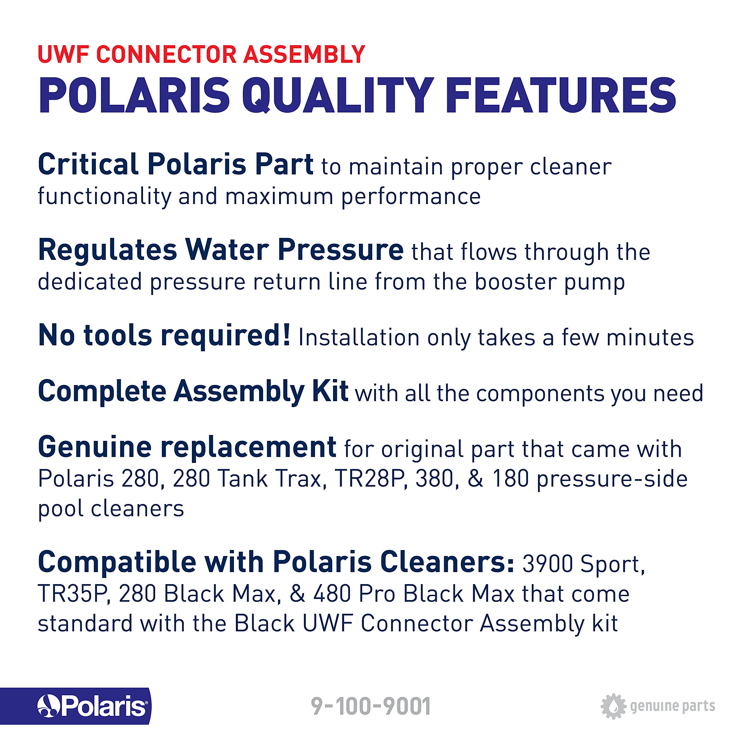 Polaris UWF assembly in-use image demonstrates simple fit during pool maintenance.