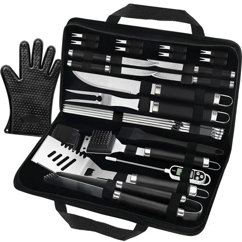 POLIGO 26-piece BBQ tools set with storage bag for organized grilling