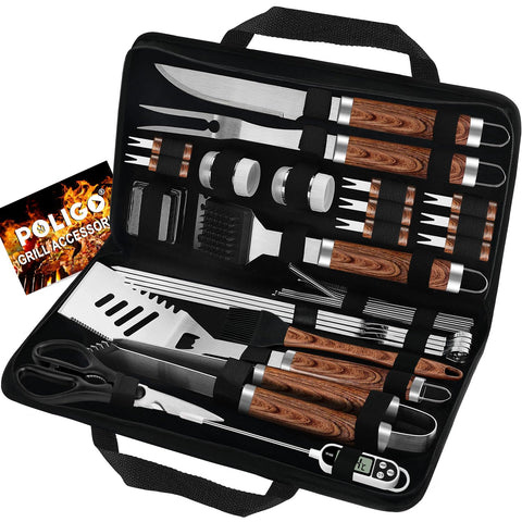 POLIGO 29-piece BBQ spatula for flipping and serving with durable stainless steel