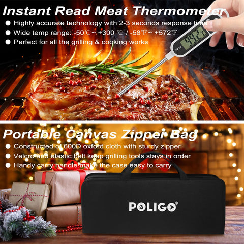 POLIGO 29-piece BBQ thermometer for accurate doneness checks