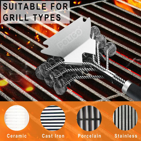 POLIGO porcelain and ceramic grill safe cleaning tool for delicate surfaces.