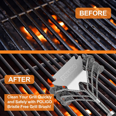 POLIGO wide cleaning head covers large grill areas in fewer strokes.