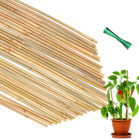 POLIUMB 35pcs bamboo stakes, straight design for sturdy plant support.