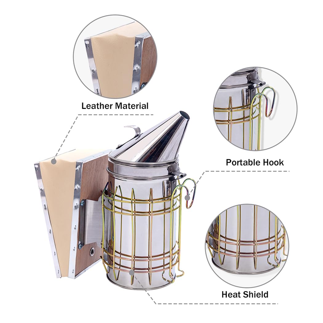 POLLIBEE Bee Smoker with heat shield protecting the user during outdoor use.