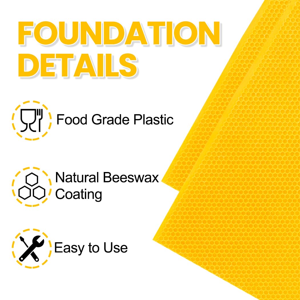 POLLIBEE beeswax-coated foundation sheets showcase natural coating and durable construction.