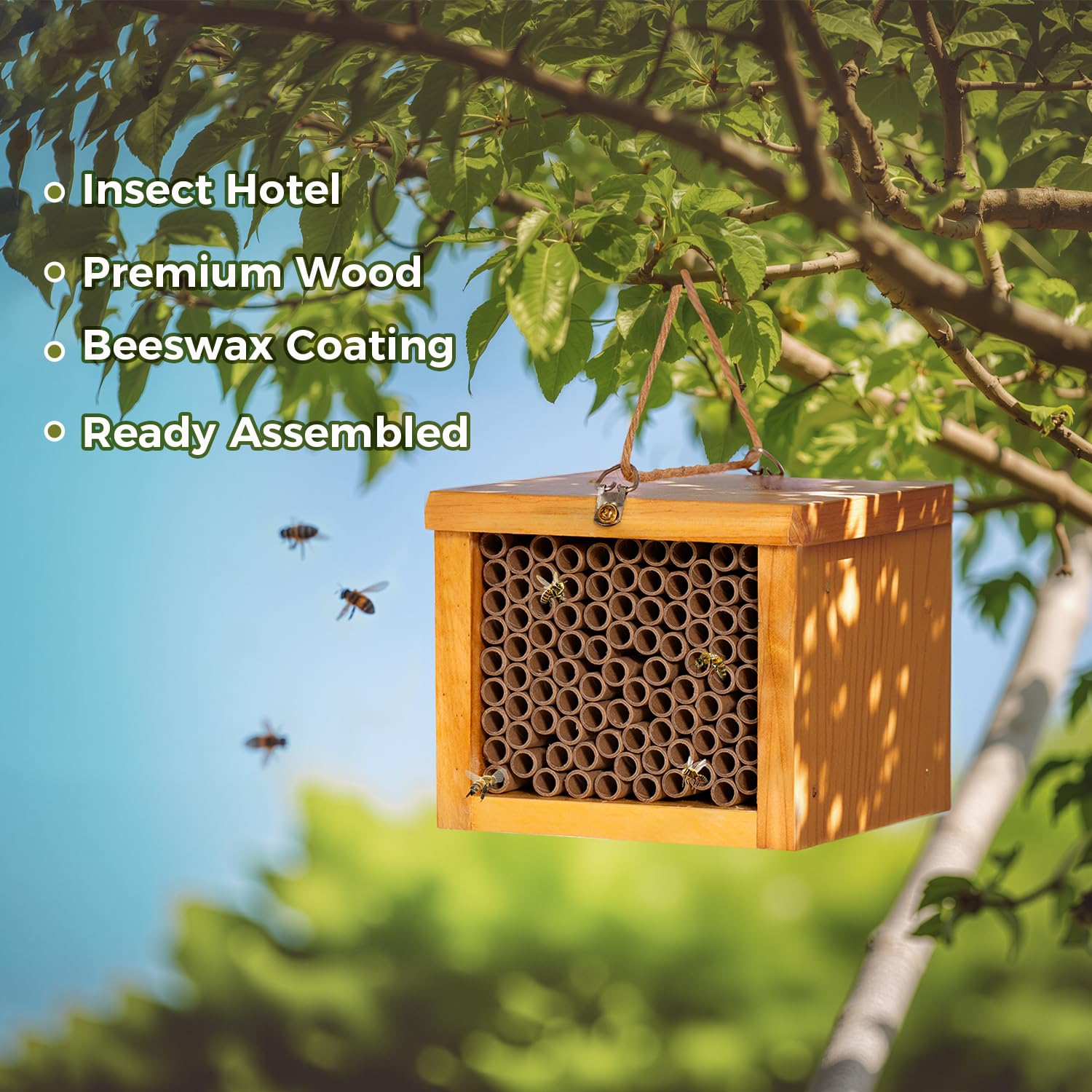 POLLIBEE Mason Bee House assembled and ready to install in your garden.