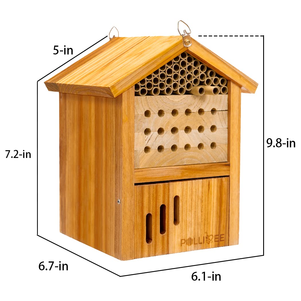 POLLIBEE Mason Bee House attracts pollinators to gardens.