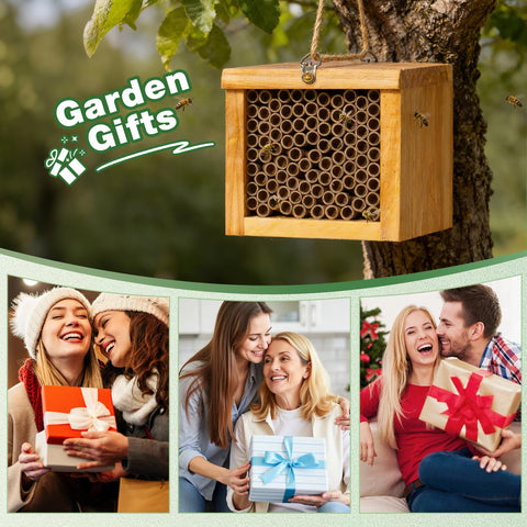 POLLIBEE Mason Bee House garden setting inspires natural pollination during bloom.