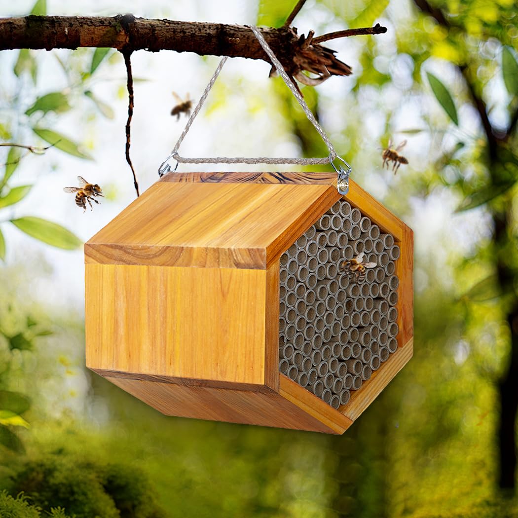 POLLIBEE complete bee house with rope and nails for easy hanging.