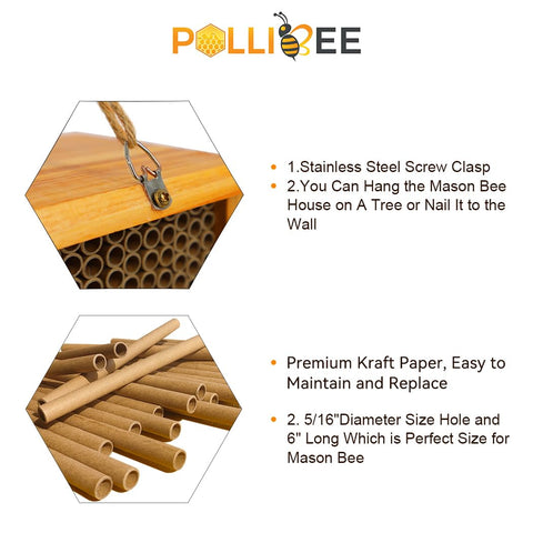 POLLIBEE Mason Bee House supports pollinator visits for healthier plants.