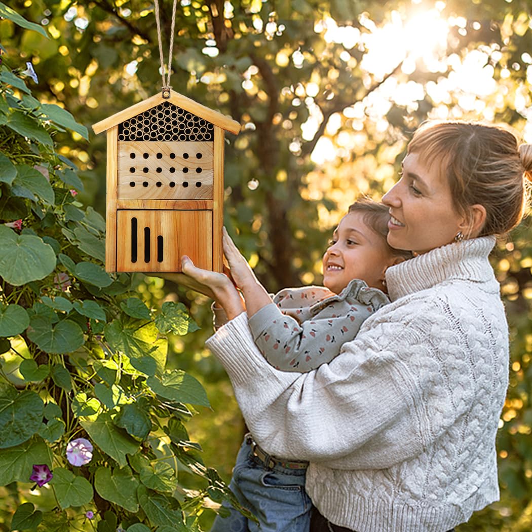 POLLIBEE Mason Bee House has a secure hanging clip.