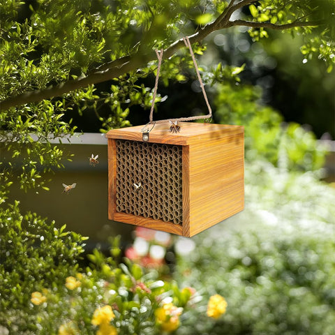 POLLIBEE Mason Bee House rope included for tree hanging.