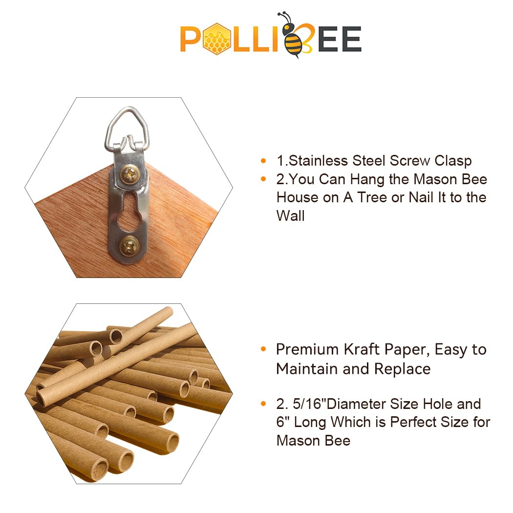 POLLIBEE Mason Bee House wax coating enhances durability against weather exposure.