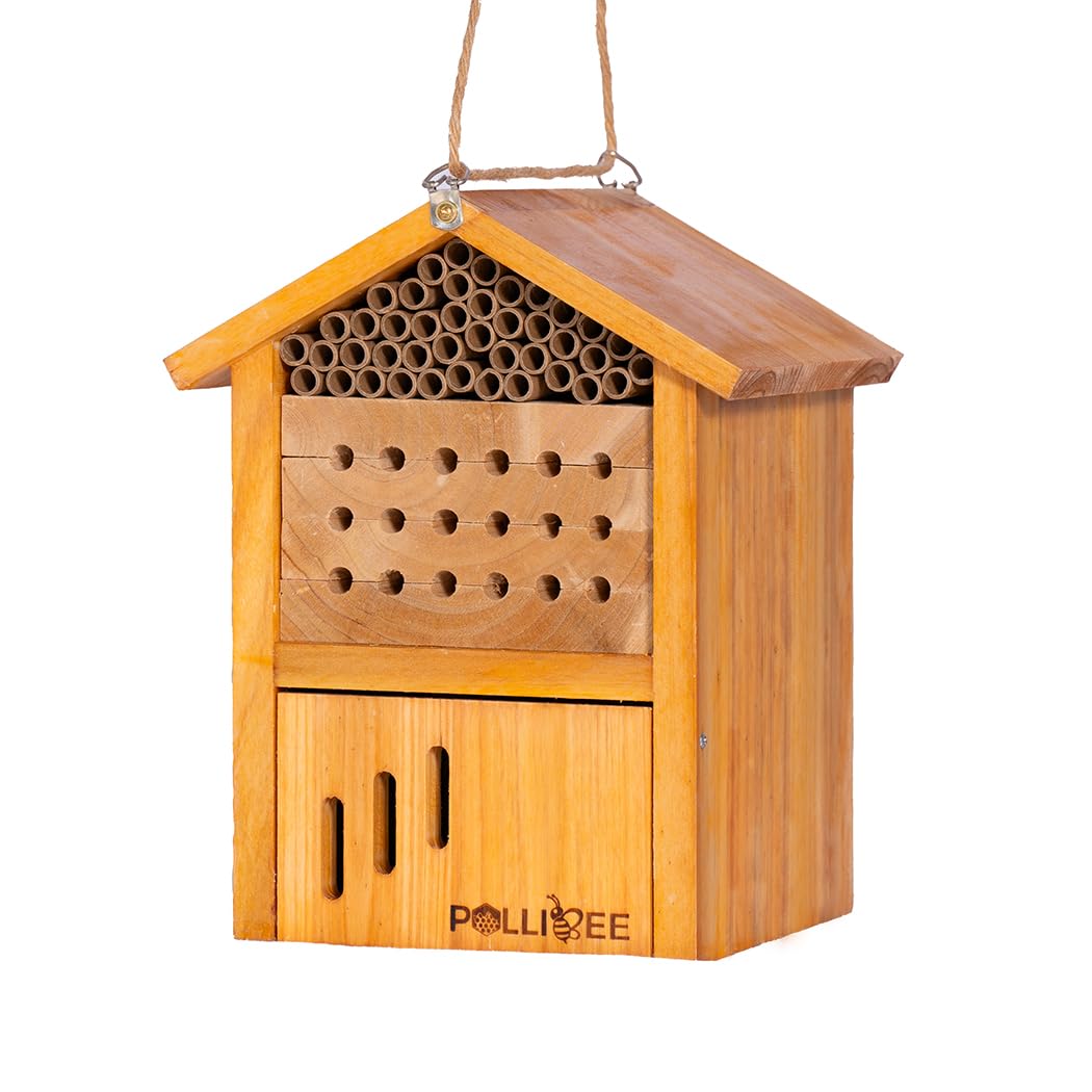 POLLIBEE Mason Bee House with wax coating protects outdoors and lasts longer.
