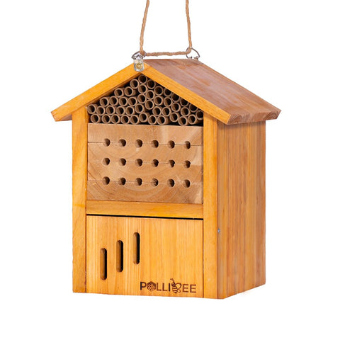 POLLIBEE Mason Bee House with wax coating protects outdoors and lasts longer.