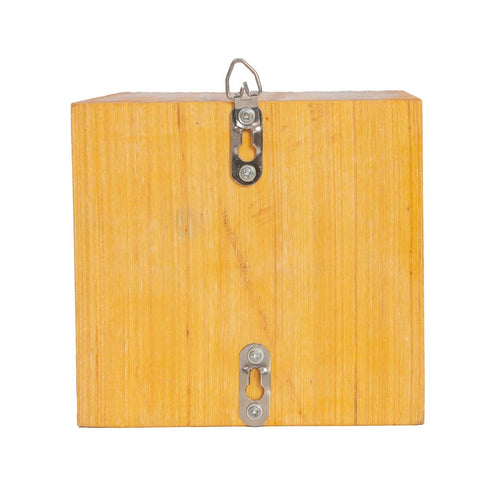 POLLIBEE Mason Bee House natural wooden texture showcases craftsmanship outdoors.
