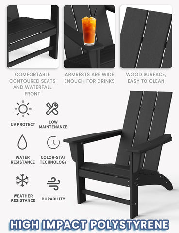 POLYDUN Modern Adirondack Chair armrests hold cups and phones easily.