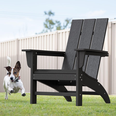 POLYDUN Modern Adirondack Chair backrest offers ergonomic support for outdoor lounging.