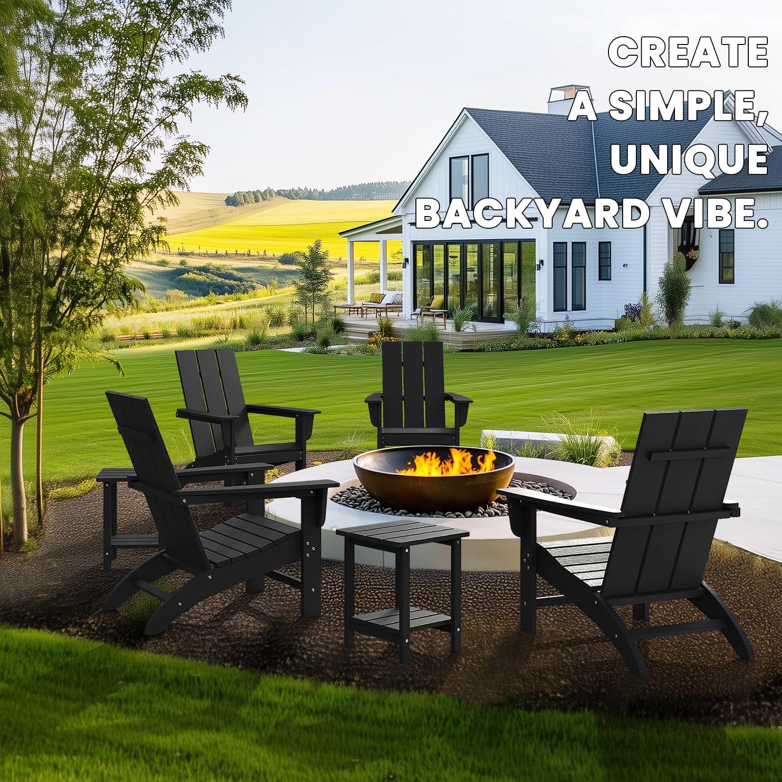 POLYDUN Modern Adirondack Chair cleans easily after outdoor use.