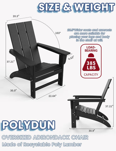 POLYDUN Modern Adirondack Chair on an outdoor deck for all-weather comfort.