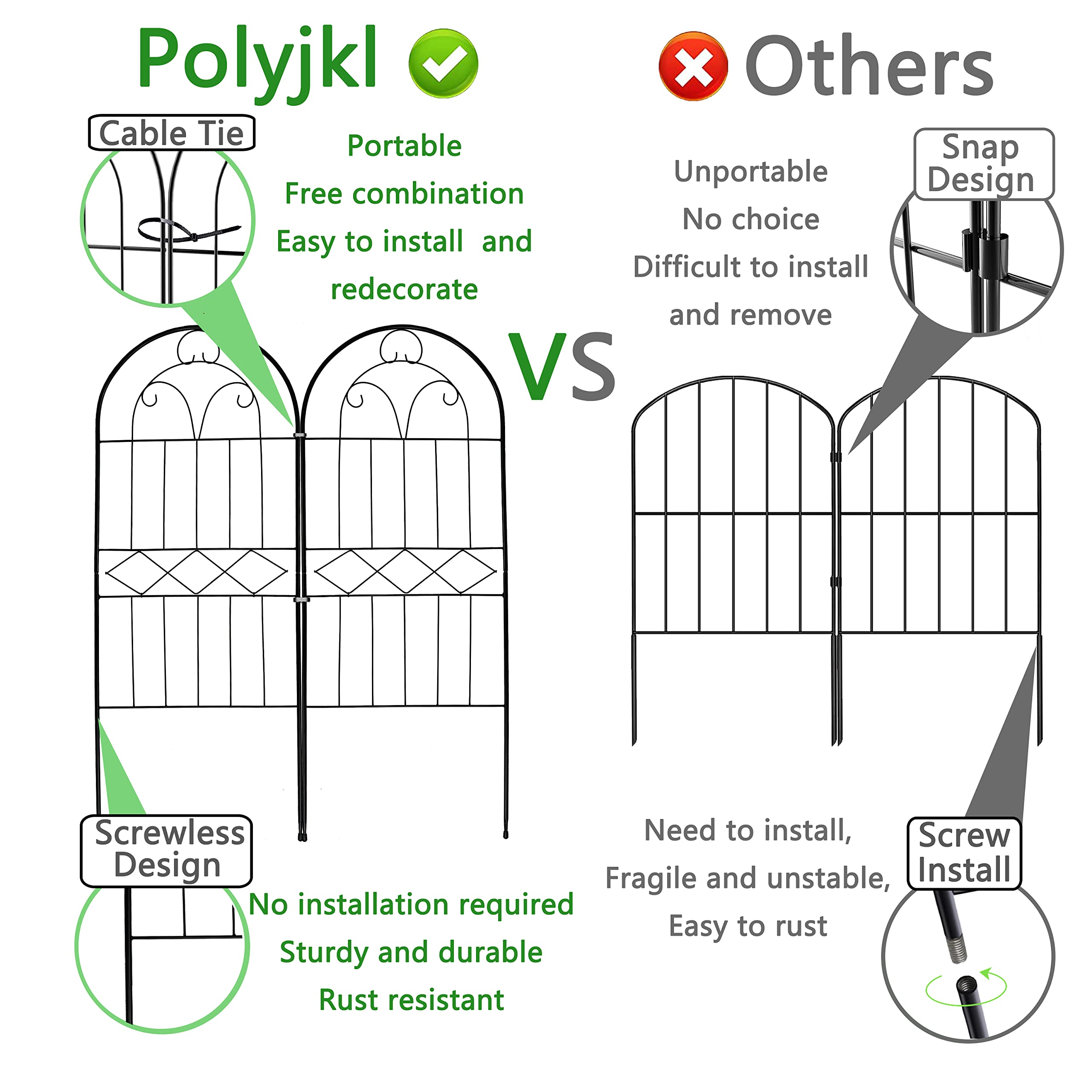 Polyjkl arch-pattern border design enhances garden decor while protecting flower beds.