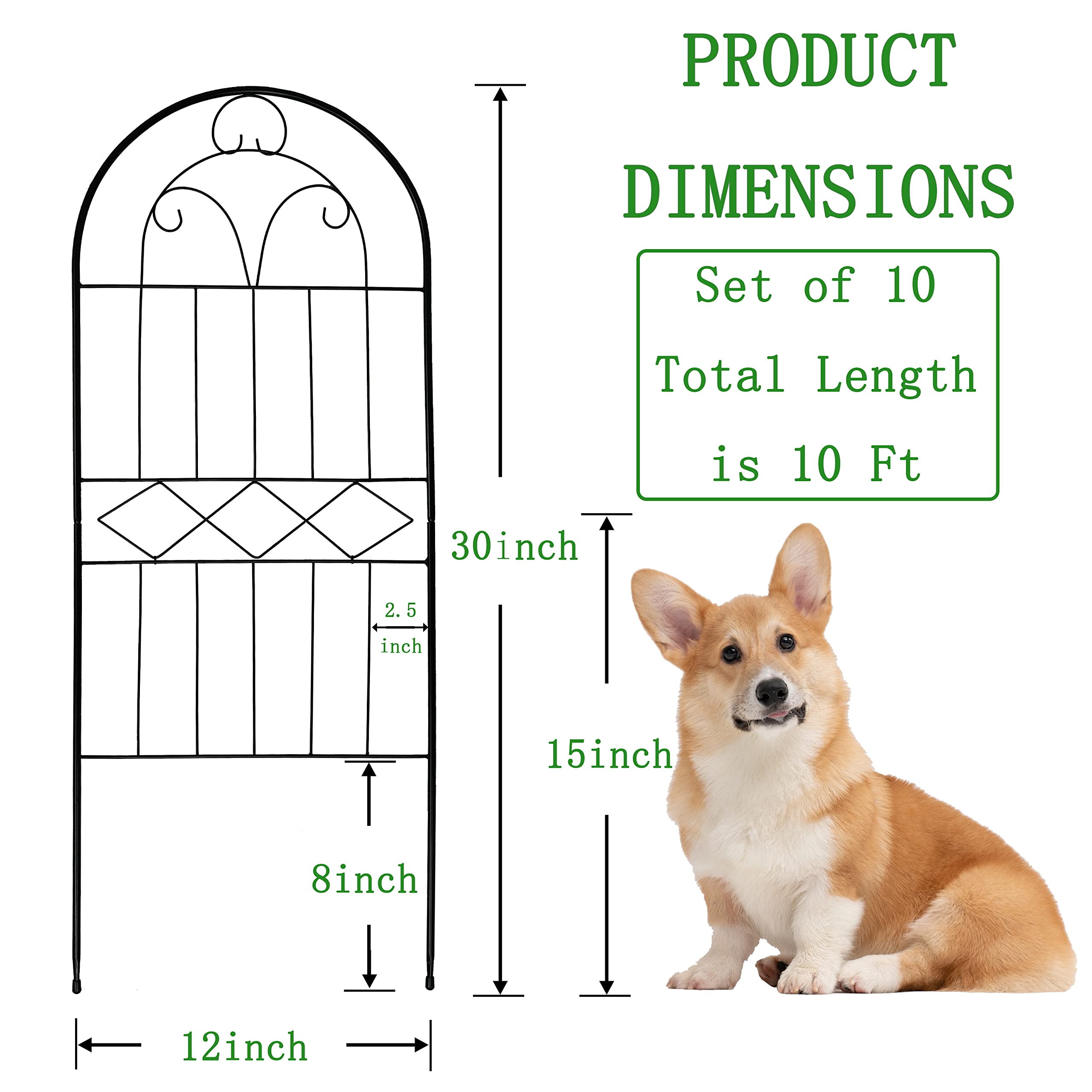 Polyjkl decorative fence set creates a 10ft border for yards and patios.