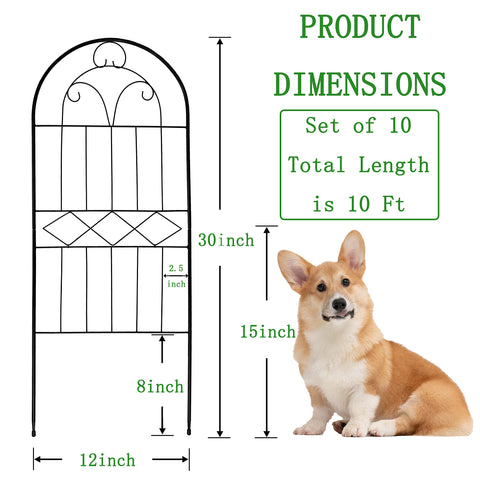Polyjkl decorative fence set creates a 10ft border for yards and patios.